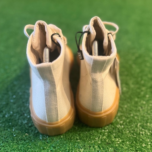 ZARA | Women's White Canvas Sneakers cream Sz 40 - Picture 4 of 7
